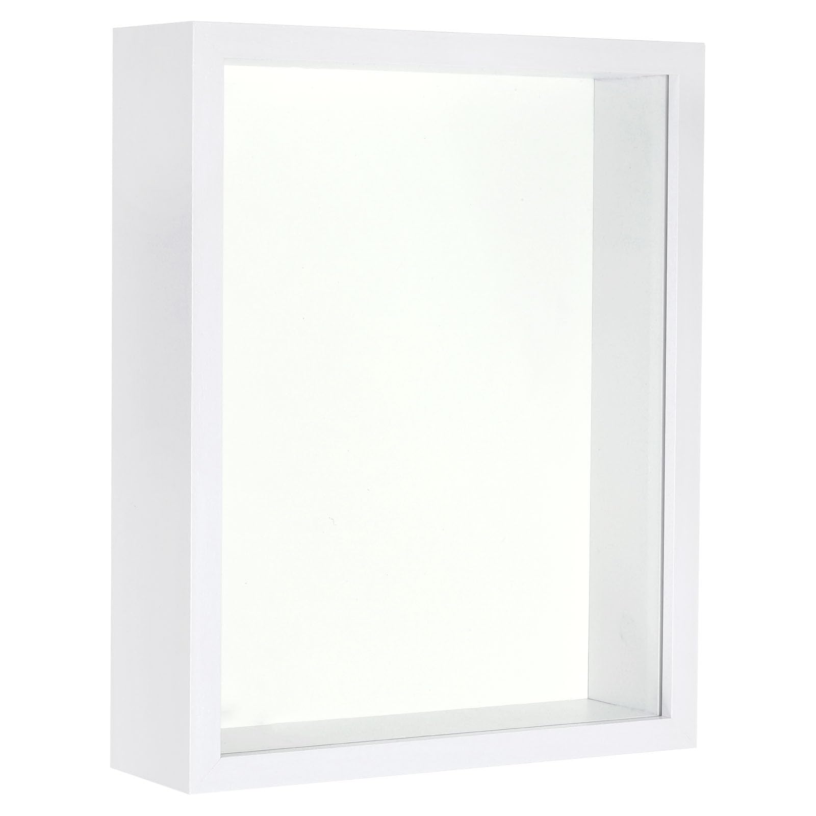 PATIKIL 6x8 Shadow Box Frame, Wooden Dried Flower Display Stand Floating Photo Frame Acrylic Picture Frame for Flowers Ticket Crafts and Photos, White