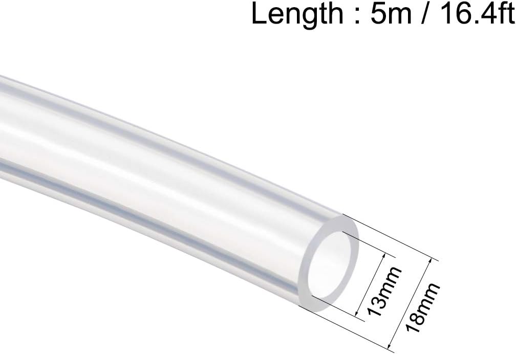 sourcing map Silicone Tubing 13mm ID x 18mm OD 5m Flexible Silicone Rubber Tube Air Hose Water Pipe for Pump Transfer Clear - Image 3