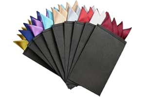 Echaprey 9 Pcs Men's PreFolded Pocket Squares On Card Masculine Polyester Suit Handkerchief