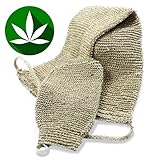 Best All Natural Back Scrubber and Bath Mitt Set, BONUS HANGING HOOKS, Durable Hemp Exfoliating Body Scrubber - Exfoliate Your Skin From Head to Toe With Ease in the Shower or Tub, Machine Washable
