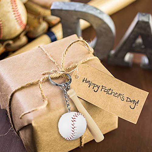 Baseball & Wooden Bat Keychains 6 Pack Baseball Party Favors for Baseball Themed Party, Birtyday Party and Goody Bags - Thumbnail 5