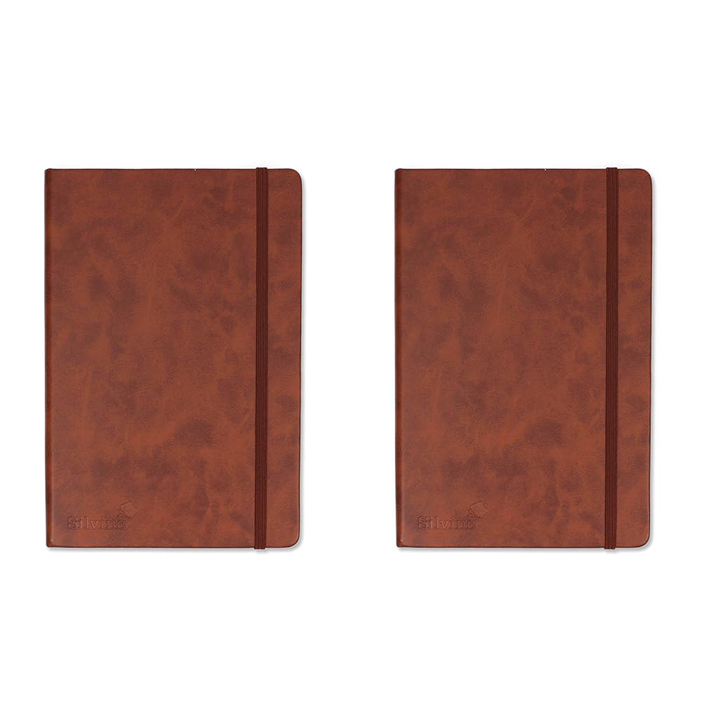 Silvine A5 Executive Soft Feel Notebook Tan. 160 Pages (80 Sheets) Ruled 7mm feint. Ref 197TN (148 x 212mm) (Pack of 2) — image 1
