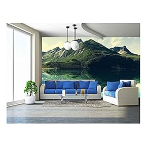 Mountain Lake - Removable Wall Mural | Self-Adhesive Large Wallpaper - 66x96 inches