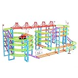 SZJJX Multi-Track Rail Car Building Block Railway Train Set Educational Kids DIY Assembly Toy with Race Track and Electric Car Five Orbits