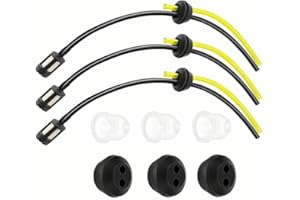 9Pcs Universal Strimmer Fuel Pipe Kit with Primer Bulb & Tank Seal Grommet - Ethanol-Resistant 3/16" ID Fuel Line Hose for Gr