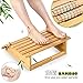Ergonomic Bamboo Footrest Foot Stool Under Desk Footrest with Massager Rollers for Office Home