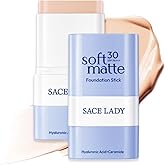 SACE LADY Foundation Stick, Medium to Full Coverage Foundation Makeup with Built-in Brush, Soft Matte Face Make Up Base with SPF 30 for Women, 0.4Oz (02#)