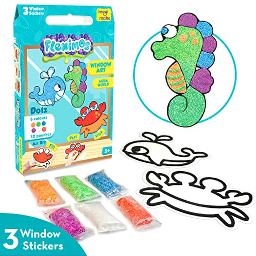 Imagimake Fleximos Aqua World DIY Window Art – Dotz Multi-Colour Air Dry Clay Art Playset - for Girls and Boys 3 Years+ (Aqua World)