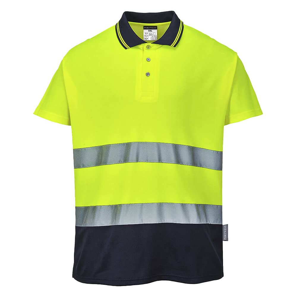 Portwest Two Tone Cotton Comfort Polo, Size: 4XL, Colour: Yellow/Navy, S174YNR4XL