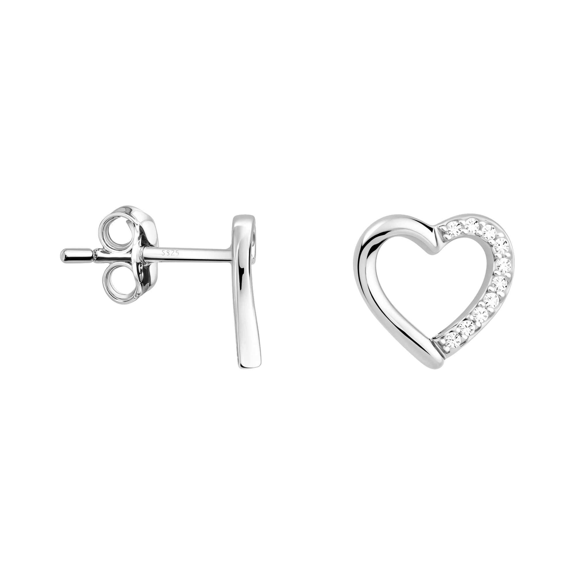SOFIA MILANI - Women's Earrings 925 Silver - With Zirconia Stones - Heart Stud Earring - E0852