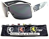 A80-kp Khan Aviator Turbo Sunglasses with Pouch (P1876C Nickel/Black Logo-Dark, uv400)