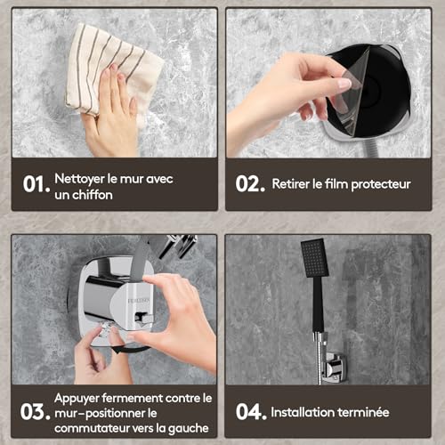 FERCOSEN 360° Rotatable Shower Head Holder with Suction Cup | Load Capacity 10 kg, Mounting In Seconds | Rust Resistant Non Slip Holder (Silver)