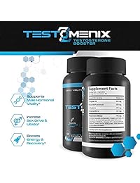 TestoMenix, Potenciador de testosterona natural, aumenta la energía y la masa muscular, 60 cápsulas