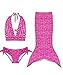 4 Pcs Girls Swimsuit Mermaid Tails for Swimming Princess Bikini Bathing Suit Set