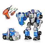 Happkid Cybotronix Take-A-Part Robot for Kids, Pretend Tool Construction Toy Truck Screwdriver Building Set 3-in-1 with Electric Drill (42 Pieces)