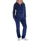 LeeHanTon Womens Jogging Suits Sets Running Velour Outfit Zipper Warm Up 2 Pieces Hoodie and Pant Tracksuit