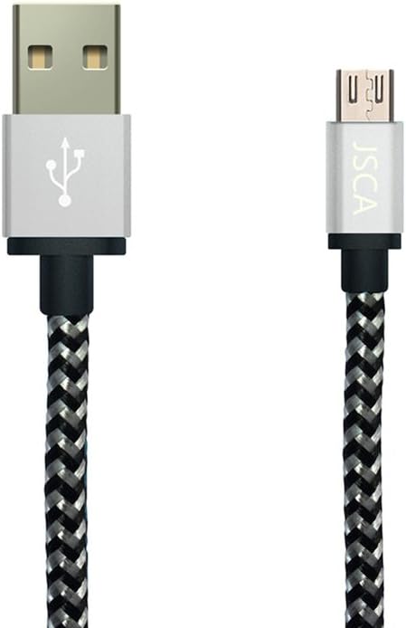 Micro USB Cable, JSCA 1m / 3.3ft Nylon Braided Tangle-Free Android Cable for Smartphones Samsung Galaxy, Nexus,Huawei, LG, Sony, Xiaomi, HTC, Motorola, Kindle, PS4 Controller, and More - 1 m (3.3ft) - Silver