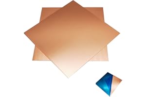 SZONEE Pure Copper Sheets, 2PCS, 6 x 6 INCH, 24 Gauge(0.02" Thick) No Scratches, Film Attached Copper Plates for DIY