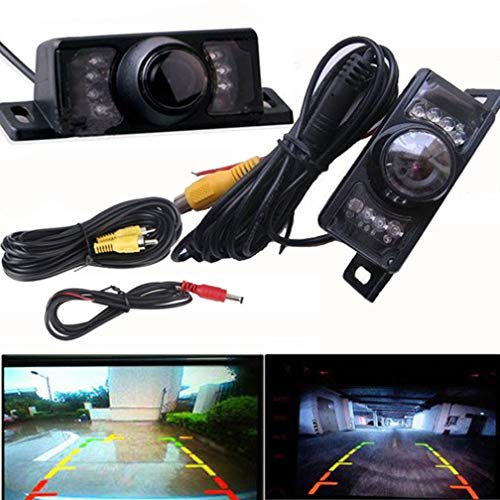 Glumes License Plate Rear View Reversing Backup Camera - Perfect Wide View Angle Design 7 LED Lights Night Vision Color CMOS Waterproof Universal Car Backing Camera (Black)