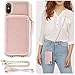 ZVE for iPhone Xs Max Wallet Case for iPhone Xs Max Case with Credit Card Holder Slot Crossbody Chain Handbag Purse Wrist Zipper Strap Case Cover for Apple iPhone Xs Max 6.5 inch - Rose Gold