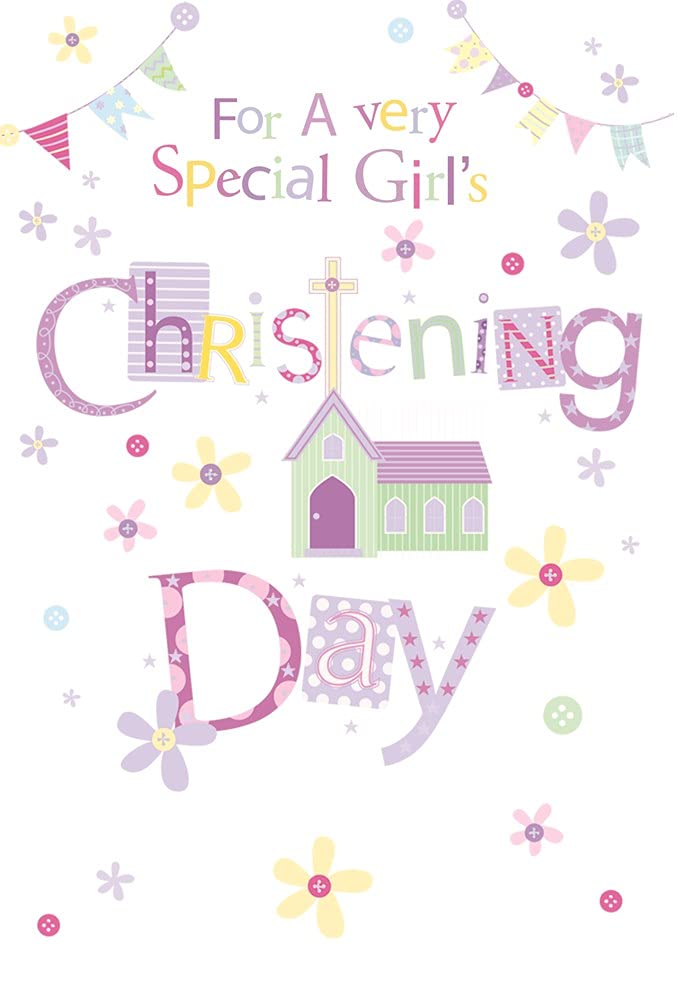 Baby Girl Christening Day Greeting Card 20 x 14 cm Very Special Occasion Congratulations