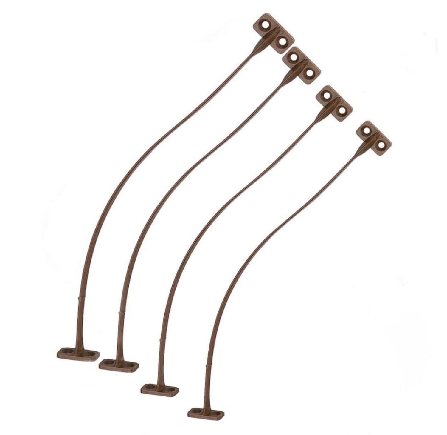 NOTIME Qty 4 Unhanded Flexible Plastic Flap Stay Stop Restraint. Home, Static, Caravan, Campervan, lodges, for Lightweight Flaps, Doors, Cupboards, 200mm 7'' 7/8 Inch Length Mounting (Brown)