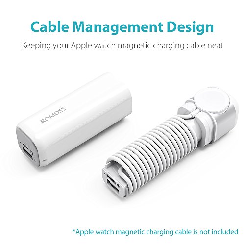 ROMOSS iRoll 3250mAh Portable Charger for All Apple Watch Series, Dual Port 2A Output External Power Bank for iPhone X/8 Plus/8/7Plus/7/6 Plus/6S and more USB devices - White