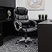 Furmax Ribbed Office Chair High Back PU Leather Executive Conference Chair Adjustable Swivel Chair with Arms (Black1)