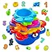 aGreatLife Stacking Cups Bath Toys for Toddlers - Safe and Fun Kids Bath Toys with Bright Multi Colored Cups That Enhances Your Child's Imagination! Bath Time is More Exciting with These Water Toys