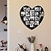 Adeco [PF0304] Decorative Black Wood Wall Hanging Heart-Shaped Picture Photo Frame, 13 Openings of 4x6 inches, 4x4 inches