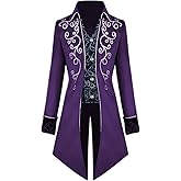 Crubelon Men's Steampunk Vintage Tailcoat Jacket Gothic Victorian Frock Coat Uniform Halloween Costume
