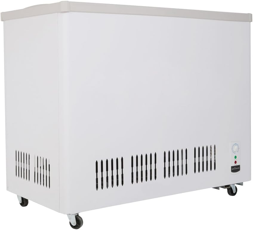 156L Double-Temperature Glass Display Showcase Sliding 2-Door Ice Cream Chest Deep Freezer Beer Beverages Merchandise Commercial Refrigerator Cooler 5.5 cu. ft.