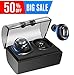 IOUIOU Truly Wireless Headphones Bluetooth Earbuds Headphones with Microphone, Dual Stereo In-ear Noise Cancelling Running Headsets Earphones with Hand-free Mic for iPhone Android Smartphones