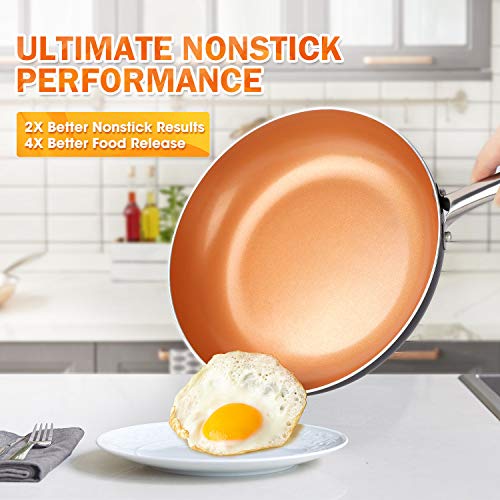 MICHELANGELO Copper Cookware Set 5 Piece, Ultra Nonstick Pots and Pans Copper with Ceramic