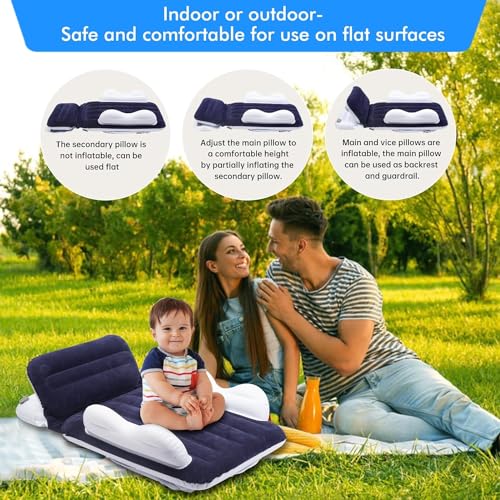 Bestbless Inflatable Airplane Bed for Toddler, Portable Baby plane Bed for Travel, Plane Extender for Kids with Hand Pump, Seat Belt and Carry Bag, Toddler Seat Extender for Car, Airplane (Blue)
