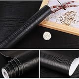 Black Faux Wood Contact Paper Self Adhesive 15.8 x 118 Decorative Vinyl Film Wood Grain Wallpaper for Cabinets Kitchen Furniture Countertop Shelf Liner Drawers Liner Surfaces Easy to Apply and Clean