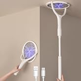 GeckoMan 2-Pack Electric Fly Swatter Electric Bug Zapper Racket Fly Zapper | Telescopic Extension, Rotating Head USB-C Charging Electric Fly Swatter Racket Rechargeable Mosquito Zapper Indoor Fly Killer