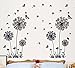 3Cworld Dandelion and Butterflies Self-Adhesive Wall Decals for DIY Mural Art Merry (Dandelion-Black)