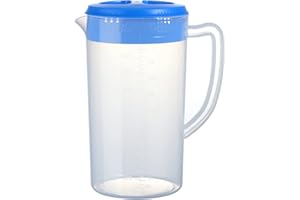 DESJ 0.66 Gallon/2.5 Litre Plastic Pitcher with Lid BPA-FREE Eco-Friendly Carafes Mix Drinks Water Jug for Hot/Cold Lemonade Juice Beverage Jar Ice Tea Kettle (Navy, 81oz)