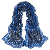 Datework Women Pretty Long Soft Chiffon Scarf (Blue)