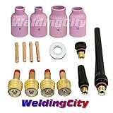 WeldingCity TIG Welding Large Gas Lens Accessory Kit Cup-Collet-Gas Lens-Gasket-Back Cap 0.020