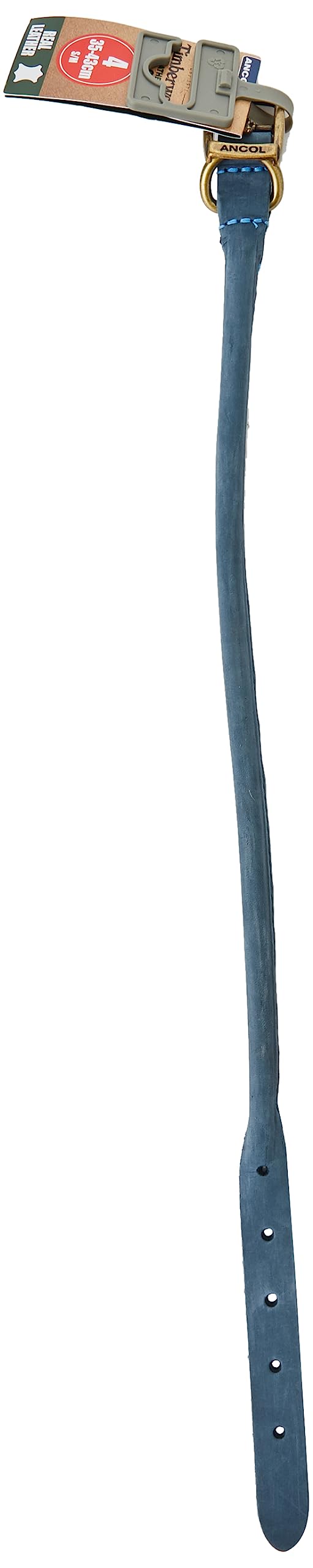 Ancol Timberwolf Leather Round Collar Blue 35cm-43cm Size 4 — image 1