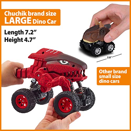 CHUCHIK Dinosaurs Pull Back Car Toy. New Model Dinosaur Toys Vehicles for Kids and Toddlers. Dino Cars Monster Trucks are a for Boys and Girls 2 3 4 5 6 Year Old (Red-Green)