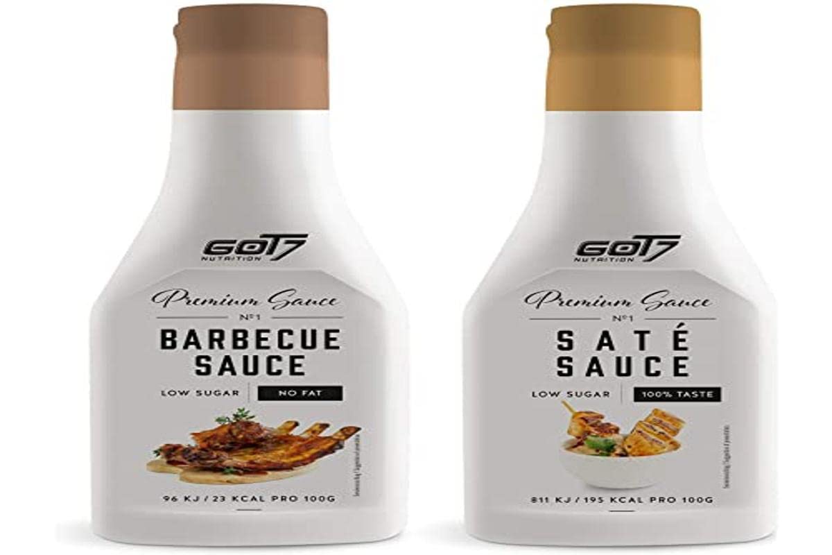 GOT7 Premium Sauce - Calorie Free Barbecue, Burger and Seasoning Sauce - Perfect for Weight Loss - 2X 285ml (BBQ & Saté Sauce)