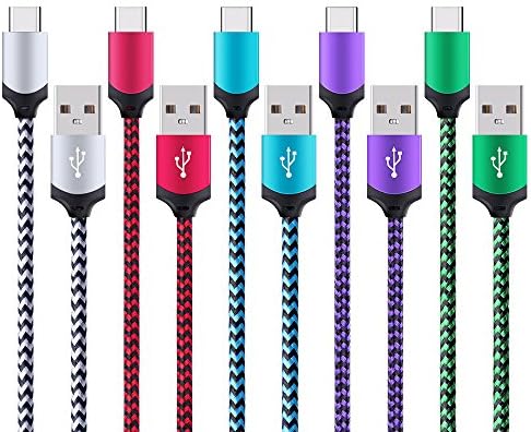 USB Type C Cable, HUHUTA USB C Cable 5 Pack 6ft Nylon Braided Fast Charger Cord for Samsung Galaxy Note 8,S8,S8 Plus, LG G6 G5 V30 V20, ZTE Axon 7, Google Pixel, Nintendo Switch, Macbook, OnePlus 5 3T