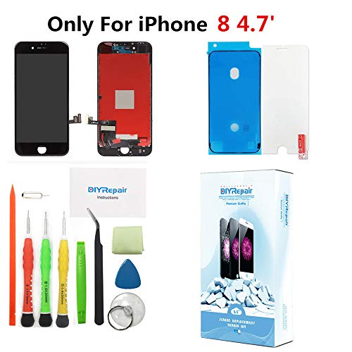 Premium Screen Replacement for iPhone 8 (4.7 inch) - 3D Touch LCD Complete Repair -LCD Touch Digitizer Display Glass with Waterproof Adhesive, Tempered Glass,Tools,Instruction (Black)