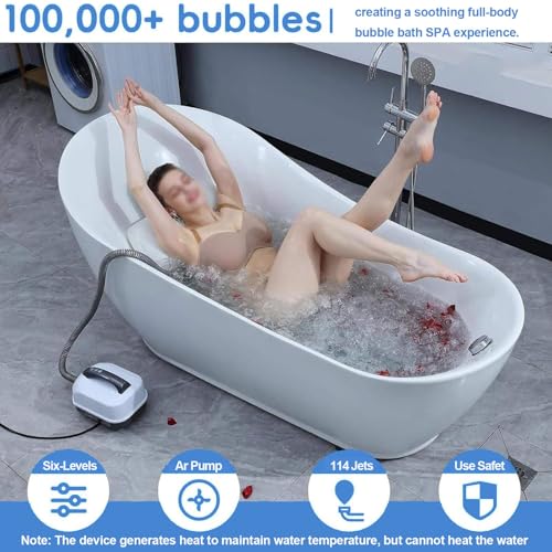 Bath Spa Massage Mat, Jacuzzi Bath Mat with 6-Speed Adjustable, Non-Slip and Inflatable Pillow, Bath Spa Mat for Bathtub(Upgraded Version)