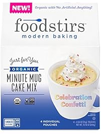 Foodstirs Organic, Non GMO Minute Mug Cake Mix Celebration Confetti Cake, 2.54 Ounce (Pack of 4)
