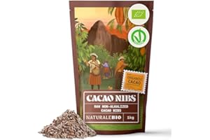NaturaleBio Organic Raw Cacao Nibs 2 lbs. Natural and Pure. Made in Tropical Regions from The Theobroma Cacao Plant. Source of Magnesium, Potassium, and Iron. Sugar-Free Chocolate Chips Substitute.