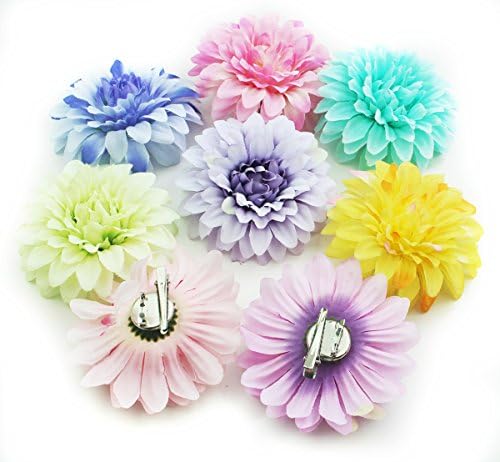 4 Inches Big Lot Hair Flowers Clip and Pin Silk Peony Flower Camellia Alligator Hair Clip Bridal Wedding Girls Sisters-2 way use with pin (8 pcs Peony Flower)